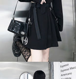 HWL Harajuku Streetwear Two-Piece Skirt Oversize 4XL Punk Chain Ribbon Skirts Women 2 Piece Suit For Female