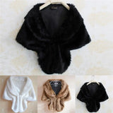 1PC Lady Plush Faux Fur Shawl Wrap Bridal Wedding Jacket Waistcoat Bolero Shrug Cape Black White Brown Stylish
