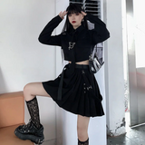 HWL Harajuku Streetwear Two-Piece Skirt Oversize 4XL Punk Chain Ribbon Skirts Women 2 Piece Suit For Female