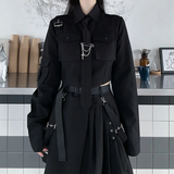 HWL Harajuku Streetwear Two-Piece Skirt Oversize 4XL Punk Chain Ribbon Skirts Women 2 Piece Suit For Female