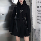 HWL Harajuku Streetwear Two-Piece Skirt Oversize 4XL Punk Chain Ribbon Skirts Women 2 Piece Suit For Female