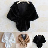 1PC Lady Plush Faux Fur Shawl Wrap Bridal Wedding Jacket Waistcoat Bolero Shrug Cape Black White Brown Stylish