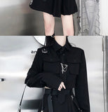 HWL Harajuku Streetwear Two-Piece Skirt Oversize 4XL Punk Chain Ribbon Skirts Women 2 Piece Suit For Female
