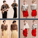 1PC Lady Plush Faux Fur Shawl Wrap Bridal Wedding Jacket Waistcoat Bolero Shrug Cape Black White Brown Stylish