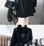 HWL Harajuku Streetwear Two-Piece Skirt Oversize 4XL Punk Chain Ribbon Skirts Women 2 Piece Suit For Female