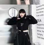 HWL Harajuku Streetwear Two-Piece Skirt Oversize 4XL Punk Chain Ribbon Skirts Women 2 Piece Suit For Female