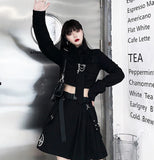 HWL Harajuku Streetwear Two-Piece Skirt Oversize 4XL Punk Chain Ribbon Skirts Women 2 Piece Suit For Female