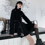 HWL Harajuku Streetwear Two-Piece Skirt Oversize 4XL Punk Chain Ribbon Skirts Women 2 Piece Suit For Female