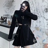 HWL Harajuku Streetwear Two-Piece Skirt Oversize 4XL Punk Chain Ribbon Skirts Women 2 Piece Suit For Female