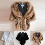 1PC Lady Plush Faux Fur Shawl Wrap Bridal Wedding Jacket Waistcoat Bolero Shrug Cape Black White Brown Stylish