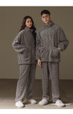 Thickened Heattech Men's Flannel Turtleneck Zipper Pajamas