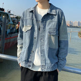 Denim Outwear Men Spring and Autumn 2023 New Arrival Trendy Handsome Patchwork Casual Easiest for Match Loose-Fitting Workwear Jacket Men