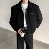 Cleanfit Men's Spring & Fall Padded Shoulder Polo Collar Jacket