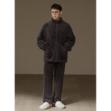 Thickened Heattech Men's Flannel Turtleneck Zipper Pajamas
