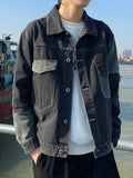 Denim Outwear Men Spring and Autumn 2023 New Arrival Trendy Handsome Patchwork Casual Easiest for Match Loose-Fitting Workwear Jacket Men