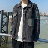 Denim Outwear Men Spring and Autumn 2023 New Arrival Trendy Handsome Patchwork Casual Easiest for Match Loose-Fitting Workwear Jacket Men