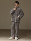 Thickened Heattech Men's Flannel Turtleneck Zipper Pajamas