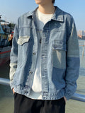 Denim Outwear Men Spring and Autumn 2023 New Arrival Trendy Handsome Patchwork Casual Easiest for Match Loose-Fitting Workwear Jacket Men