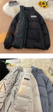 NASA Joint Name Trendy down Jacket Men's Winter Reversible Coat Women's Cotton-Padded Clothes Stand-up Collar Thick Winter Cotton-Padded Jacket