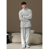 Thickened Heattech Men's Flannel Turtleneck Zipper Pajamas