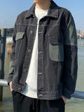 Denim Outwear Men Spring and Autumn 2023 New Arrival Trendy Handsome Patchwork Casual Easiest for Match Loose-Fitting Workwear Jacket Men