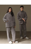 Thickened Heattech Men's Flannel Turtleneck Zipper Pajamas