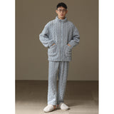 Thickened Heattech Men's Flannel Turtleneck Zipper Pajamas