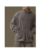 Thickened Heattech Men's Flannel Turtleneck Zipper Pajamas