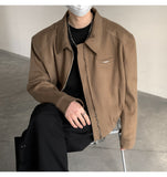 Cleanfit Men's Spring & Fall Padded Shoulder Polo Collar Jacket