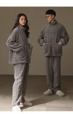Thickened Heattech Men's Flannel Turtleneck Zipper Pajamas