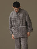 Thickened Heattech Men's Flannel Turtleneck Zipper Pajamas