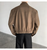 Cleanfit Men's Spring & Fall Padded Shoulder Polo Collar Jacket