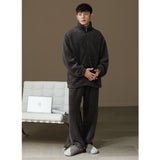 Thickened Heattech Men's Flannel Turtleneck Zipper Pajamas