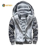 Winter Men Sweatshirts Fleece Thickened Warm Camouflage Cardigan Sweater Male Casual Hooded Jackets Men's Outdoor Sportswear