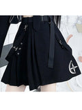HWL Harajuku Streetwear Two-Piece Skirt Oversize 4XL Punk Chain Ribbon Skirts Women 2 Piece Suit For Female