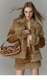 Imitation fur suit spliced short skirt two-piece suit for women winter new high-end suit European and American fashion trends