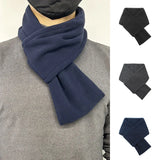 Solid Polar Fleece Cross Scarf For Men Winter New Warm Scarves Soft Neckerchief Female Male Warmer Neck Collar Scarf