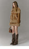 Imitation fur suit spliced short skirt two-piece suit for women winter new high-end suit European and American fashion trends
