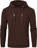 Men's Autumn Basic Casual Hoodies Long Sleeve Drawstring Pullover Sweatshirt Tracksuit Streetwear with Plaid Jacquard for Men