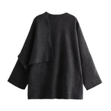 Winter Female Scarf Coat Long Sleeve Knitted Asymmetric Jackets For Women Streetwear Causal Women Coats
