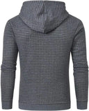 Men's Autumn Basic Casual Hoodies Long Sleeve Drawstring Pullover Sweatshirt Tracksuit Streetwear with Plaid Jacquard for Men