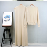 2025 New Fashionable Knitted Sweater Dress Set For Women Winter Stylish Sleeveless Long Sweater Dress Tops Two-piece Se