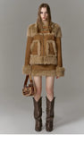 Imitation fur suit spliced short skirt two-piece suit for women winter new high-end suit European and American fashion trends