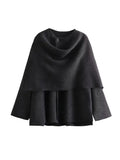 Winter Female Scarf Coat Long Sleeve Knitted Asymmetric Jackets For Women Streetwear Causal Women Coats