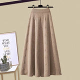 Winter Set for Women 2025 New Slimming Fake Two-piece Knitted Sweater Age Reducing Half Skirt Two-piece Set