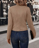 Spring Auutmn Jacket Blazer Coat Double-breasted Stand Collar Buttons Slim Long Sleeves Retro Cardigan Women Outdoor Suit Jacket