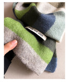 Korean Style Winter Warm Wool Scarf for Women Design Striped Elastic Knitted Scarves Female Bandana Thick Neckerchief Shawl 2024