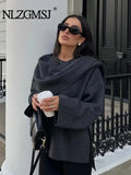 Winter Female Scarf Coat Long Sleeve Knitted Asymmetric Jackets For Women Streetwear Causal Women Coats
