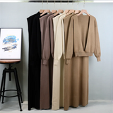 2025 New Fashionable Knitted Sweater Dress Set For Women Winter Stylish Sleeveless Long Sweater Dress Tops Two-piece Se