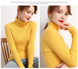Women Turtleneck Sweater Knitted Soft Pullovers Cashmere Jumpers Basic Soft Sweaters For Women Winter